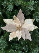 28cm Three Style Pink & Rose Gold Poinsettia Flower Christmas Tree Clip Pick