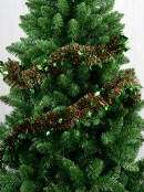 2.7m Green Holly Leaf & Red Fir Needle 6ply 80mm Tinsel Garland