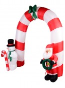 Santa, Snowman & Archway Illuminated Christmas Inflatable Display - 2.4m