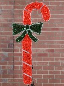 Red & Green Candy Cane With Bow LED Tinsel Christmas Light Display - 1.3m