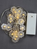 20 Warm White LED Snowflakes 2m String Fairy Battery Light