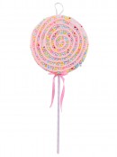 49cm Pink Lollipop Swirl With Mixed Pastel Sprinkles Long Christmas Stem