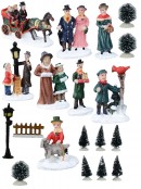 Christmas LED Battery Village Scene With Townsfolk Figurines - 24 Piece Set