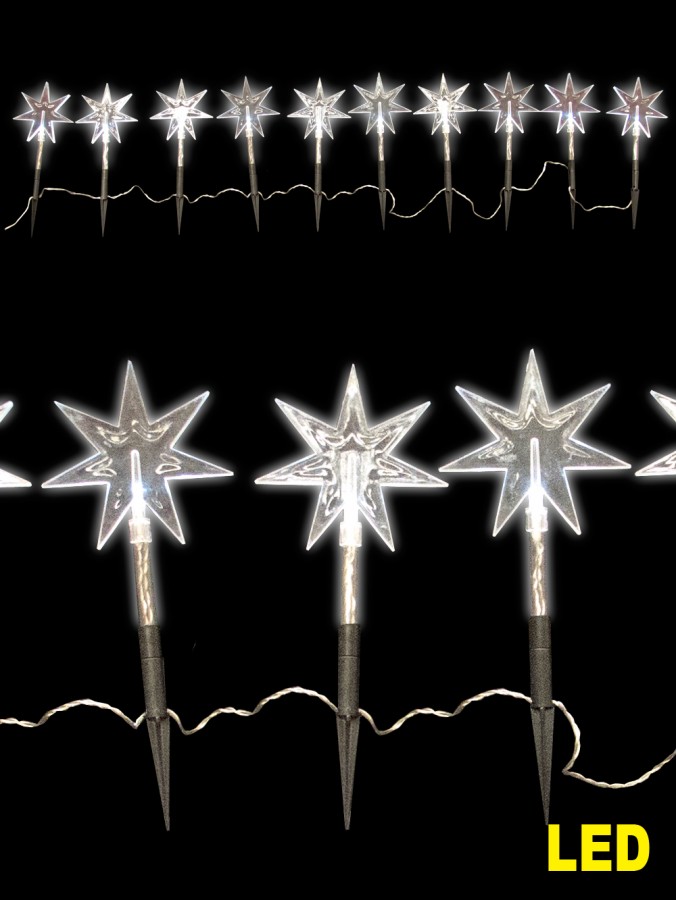 7 Point Solar Stake LED Illuminated Stars - 30cm
