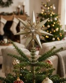 Large Champagne & Gold Glitter Layered Christmas Tree Topper | 33cm
