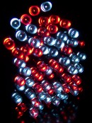 180 Red & Cool White LED Concave Bulb String Lights - 9m