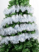 5m Silver Metallic Fir Needle 8ply 15cm Tinsel Garland