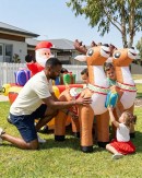 2.1m Santa In Sleigh With Two Reindeer | LED Outdoor Inflatable