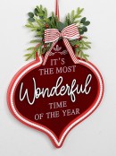 46cm It's The Most Wonderful TIme Of The Year Decorated Bauble Plaque