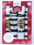 Christmas Text On Black & White With Shiny Gold Cracker Bon Bons - 12 x 29cm