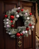 60cm Festive Frost Christmas Wreath With Red, Pink & White Winter Fir
