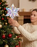 Large Clear Iridescent Star Snowflake Christmas Tree Topper | 32cm