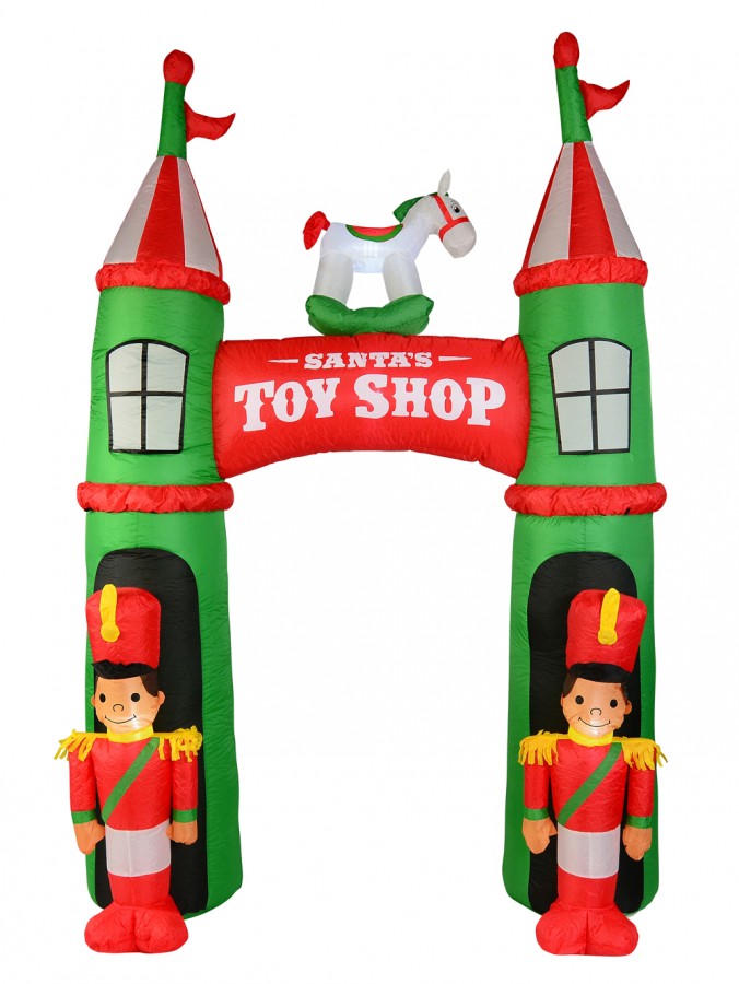 Santa's Toy Shop Archway Illuminated Christmas Inflatable Display - 2.9m