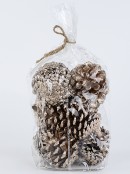 200g Large Champagne Natural Pinecones With Glitter Tips