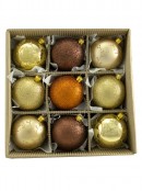 Assorted Glittered & Patterned Chocolate, Gold & Copper Baubles - 9 x 60mm