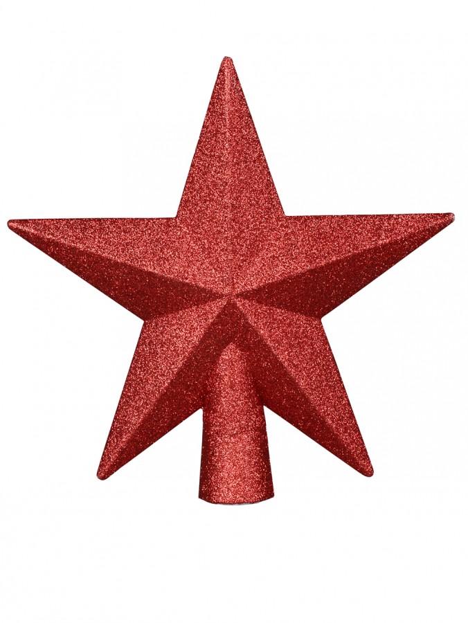 Brushed Metallic Red Star Tree Topper - 20cm