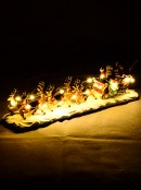 Santa, Sleigh & Reindeers In Snow LED Battery Christmas Village Figurine - 22cm