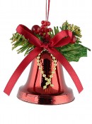 Hanging Decorative Red Christmas Bell Ornament - 3 x 50mm
