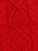 48cm Red Twisted & Trellis Cable Stitch Pattern Look Stocking With White Cuff