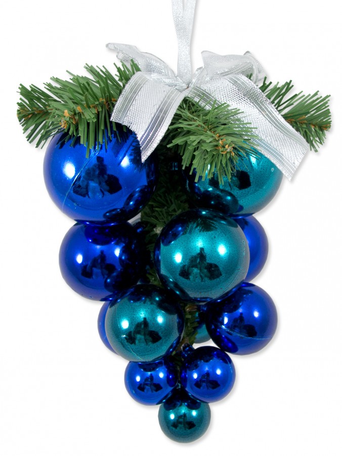 Baubles - Grape Cluster With Ribbon Bow - 22cm
