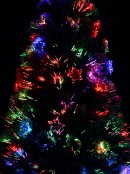 White Tips With Baubles & Stars Rotating Fibre Optic Christmas Tree - 1.2m