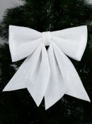 Large White Christmas Bow With Glitter & Sequins Display Decoration - 40cm