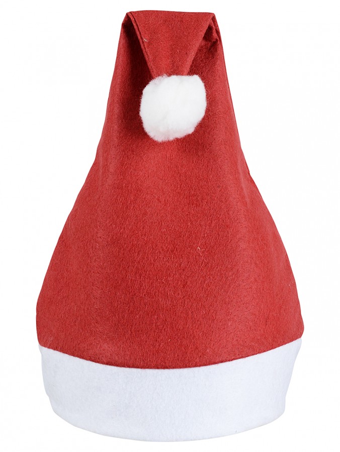 Budget Red Felt Traditional Santa Hat With White Trim | One Size Fits Most