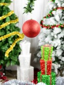 20cm Red Glitter Large Display Christmas Bauble
