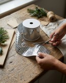Wired Silver Glitter Sheer Ribbon Reflective Mirror Ball | 10m x 10cm