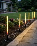 12x LED Meteor Shower Path Lights - Rainbow Multi Colour Tubes | 50cm