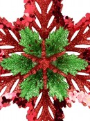 3D Red & Green Snowflake Christmas Tree Hanging Decoration - 15cm