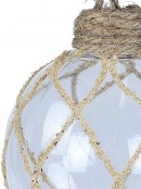 Clear Christmas Bauble Decorated With Natural Textured Lines Pattern - 80mm