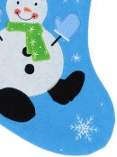 Snowman On Blue Fleece With Merry Christmas Christmas Stocking - 40cm