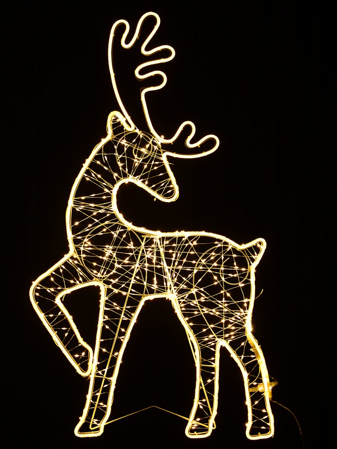 1m Reindeer With White LED String & Neon Flex Light Display
