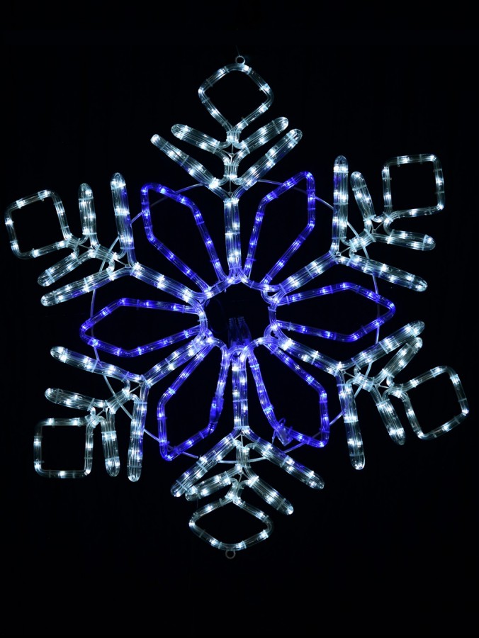 Blue & Cool White LED Stellar Snowflake Rope Light Silhouette - 75cm