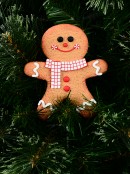 Gingerbread Man Cookie With Check Scarf Christmas Tree Decoration - 13cm