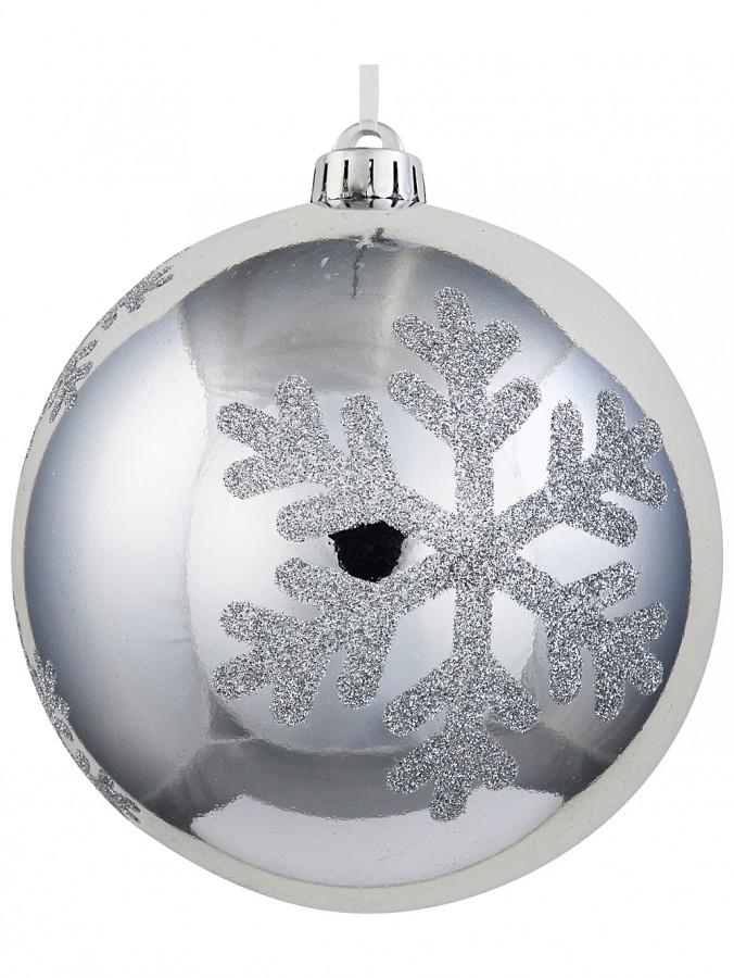 Celestial Chrome Silver Grand Glitter Snowflake Bauble | 15cm