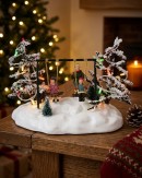 14cm Animated Kids On Playground Swing With Multi Colour LED Lights