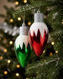 4x Whimsical Red & Green Majestic Icicle Light Bulb Bauble | 16cm