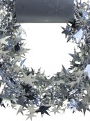 Shiny Silver Hexagram Star Christmas Wired Tinsel Garland - 7.6m