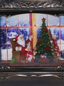 Santa At Home Scene Christmas Wood Stove Look Musical Lantern Snow Globe - 27cm