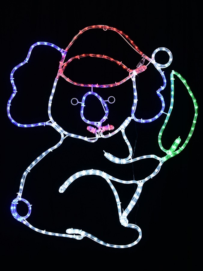 85cm Koala & Gum Leaf With White, Red, Blue & Green LED Rope Light Display 