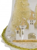 Clear Bell with Gold Trees & Castle Christmas Tree Hanging Decoration - 12cm
