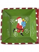 3 Part Ceramic Santa & Snowman Christmas Dip Dish - 39cm