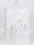 Small White Gift Bag With Textured White & Silver Foil Christmas Trees