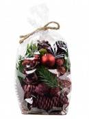 Red Natural Pine Cones With Berries, Baubles & Foliage Decoration Mix - 150g