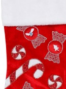 Candy Canes & Lollies Red Velvet With White Cuff Christmas Stocking - 48cm