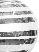 Metallic Silver With Silver Glitter Stripe Large Bauble Display Decoration - 25cm