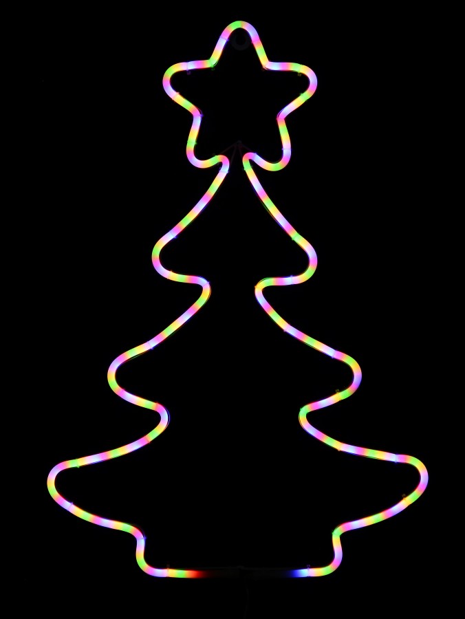Multi Fluro Colour Christmas Tree Neon Flex Rope Light Silhouette - 58cm