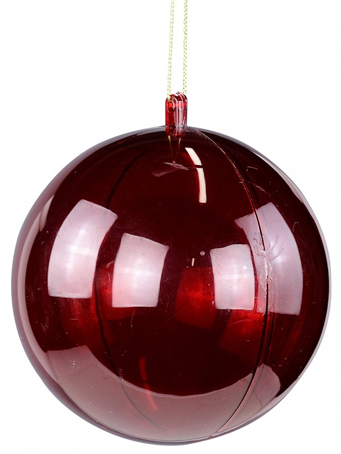 10cm Red Transparent Christmas Ball Bauble